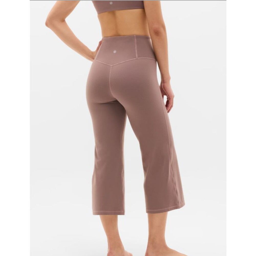 Athleta High Rise Elation Wide Crop Pant in Mineral Brown Large Yoga Legging